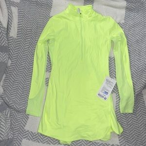Lululemon Nulux Long Sleeve Tennis Dress size 4 NWT neon yellow